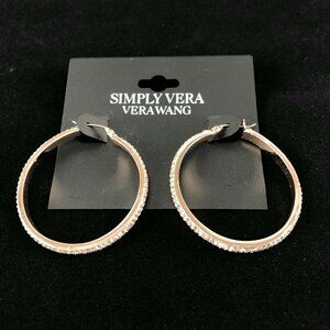 Vera Wang Earrings Copper-tone 1.5"  Hoops with Rhinestones